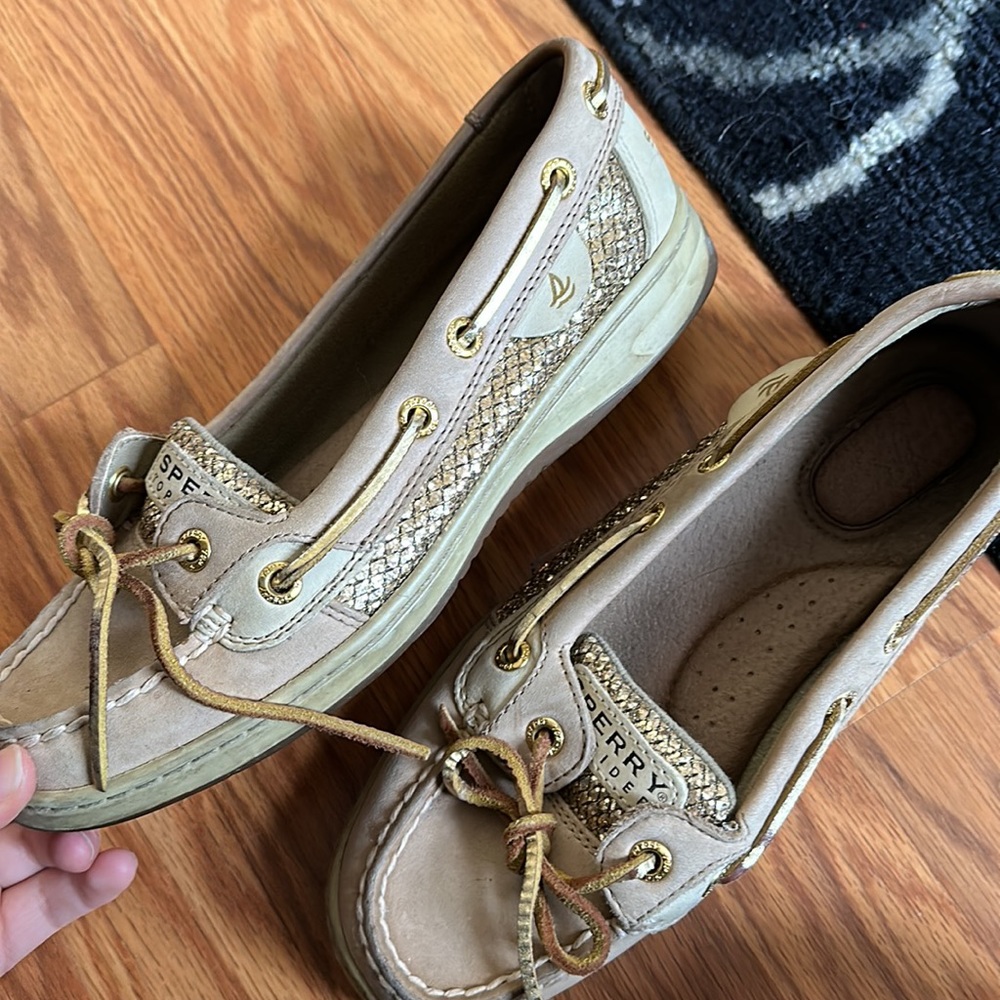 Sparkle gold sperry boat shoes